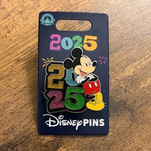 Disney Multicolor Mickey Mouse 2025 Glitter Number Pin